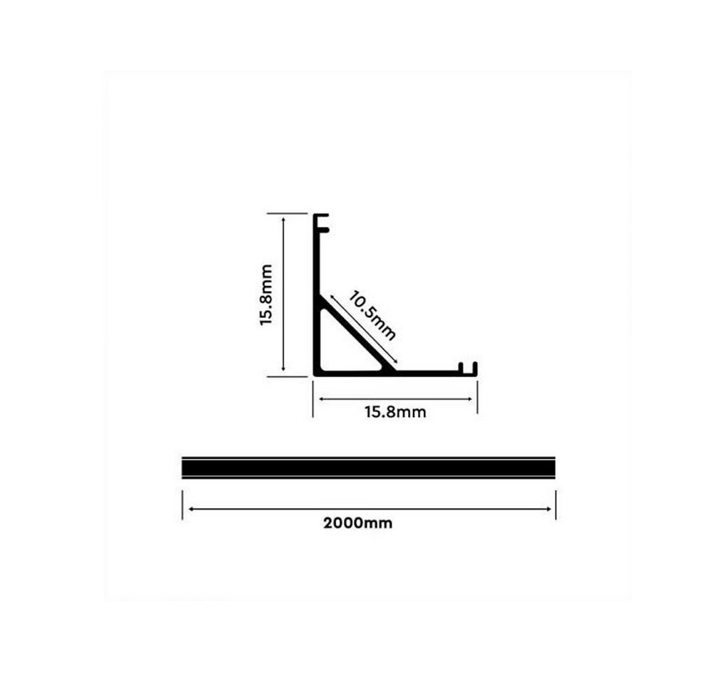 ENERGMiX LED-Stripe-Profil 2m schwarzer Alu Profile Alu Schiene LED Kanal System für LED-Streifen, 200 x 1,58 x 1,58 cm (LxBxH), Material: Aluminium Bild 3