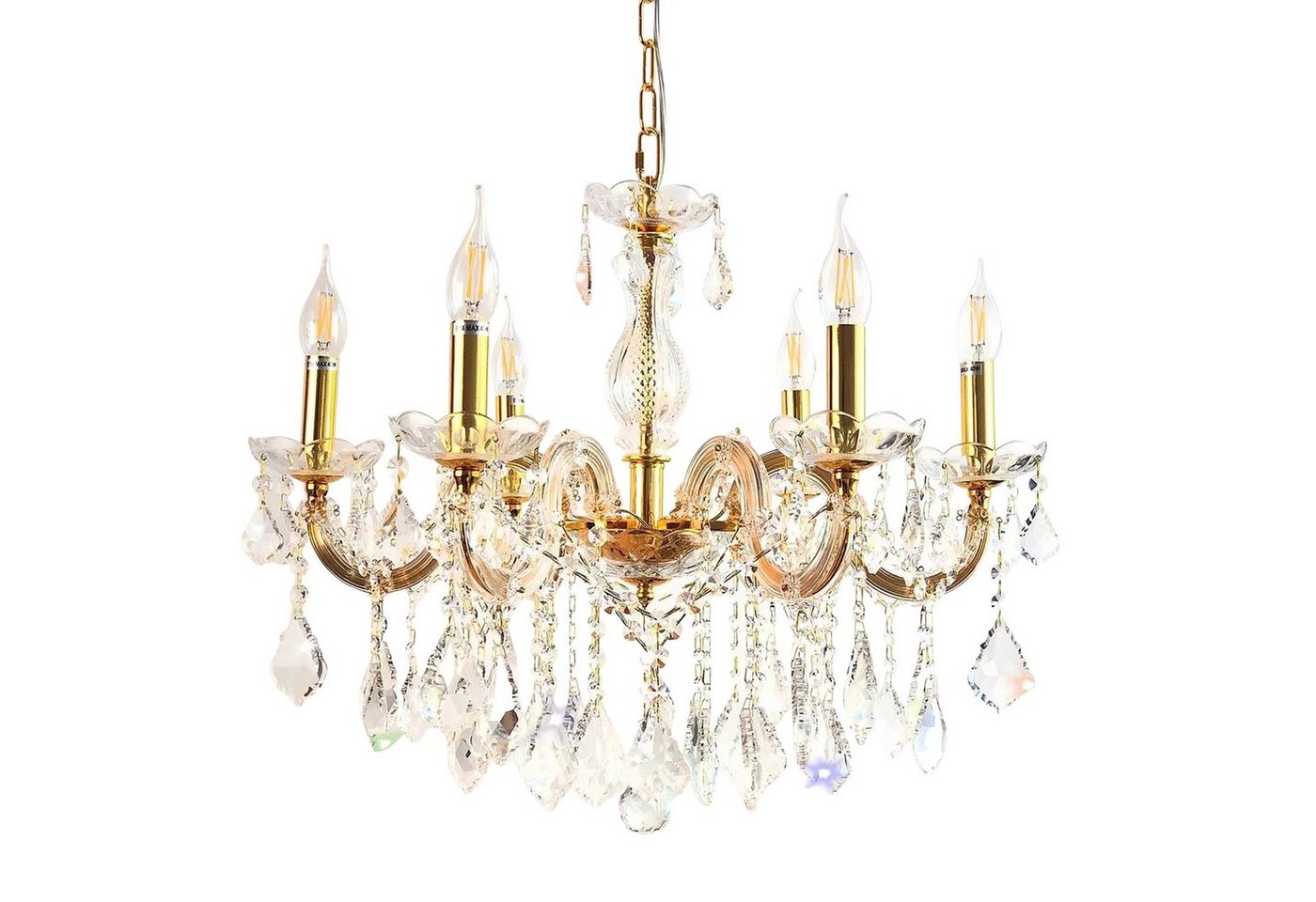 PGA-Lights Kronleuchter Kristall Kronleuchter Gold Ø60cm 6 Leuchtarme Kristallglas ummantelt
