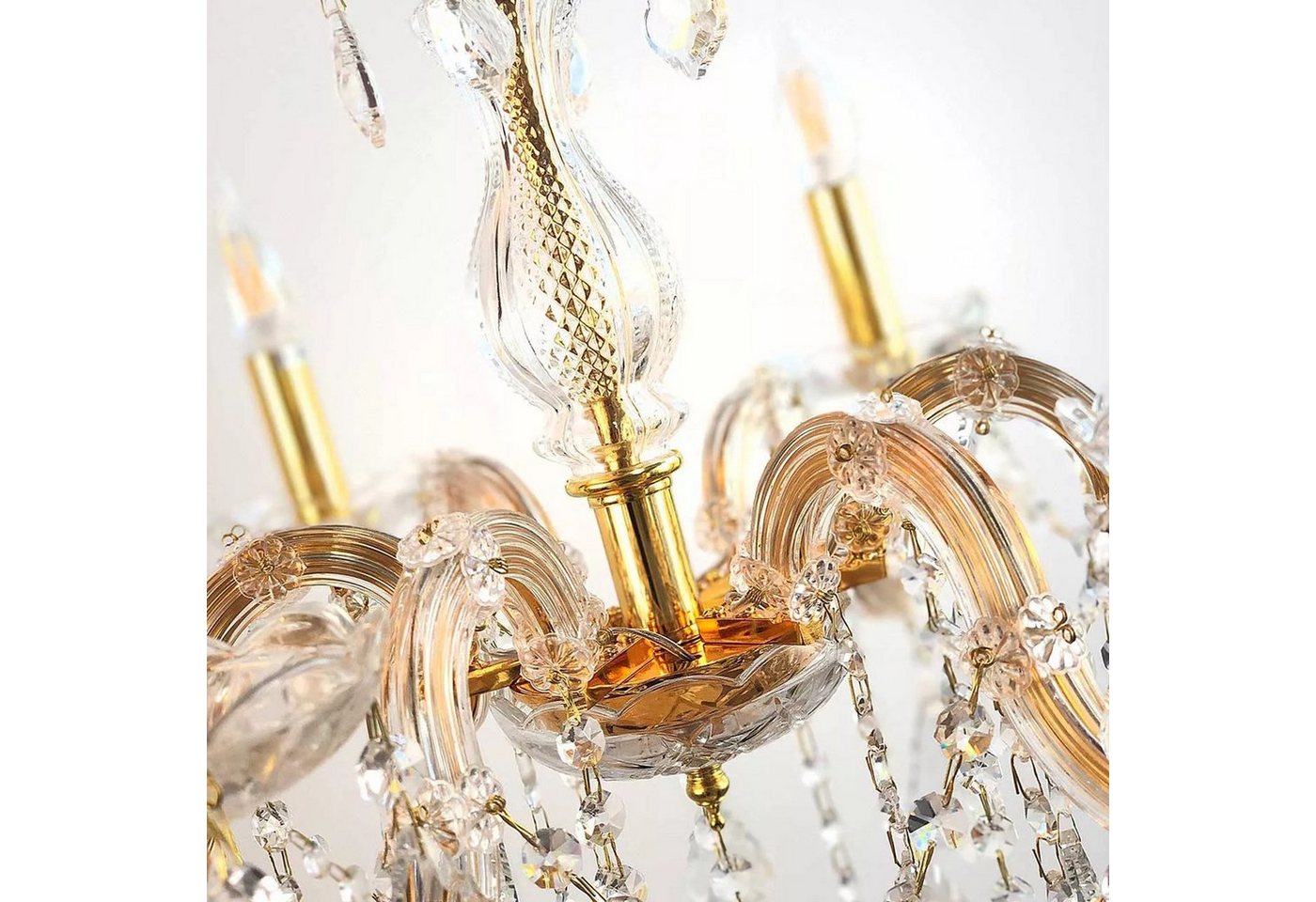 PGA-Lights Kronleuchter Kristall Kronleuchter Gold Ø60cm 6 Leuchtarme Kristallglas ummantelt Bild 3
