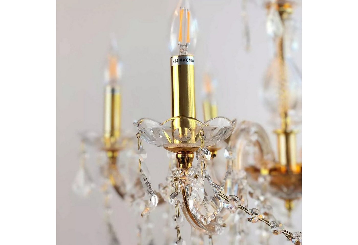 PGA-Lights Kronleuchter Kristall Kronleuchter Gold Ø60cm 6 Leuchtarme Kristallglas ummantelt Bild 4