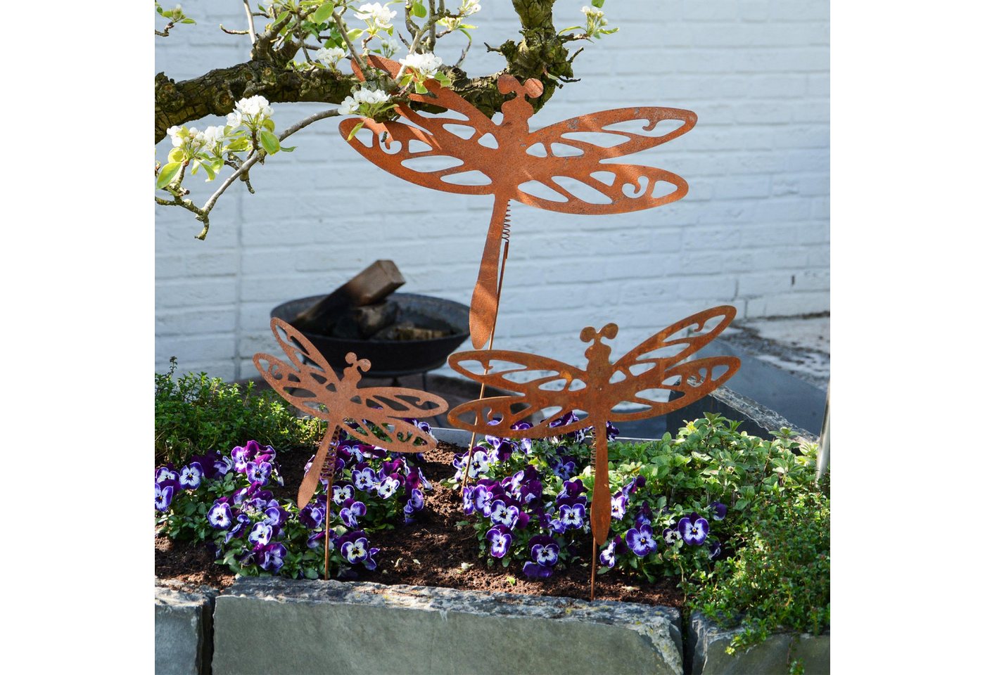 UNUS GARDEN Gartenstecker Roststecker Libelle mit Wackelfeder (1-St)