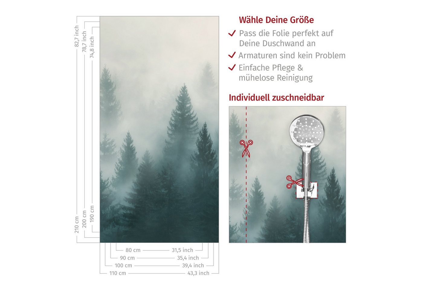 Bilderdepot24 Duschrückwand Fliesen Wald beige Badrückwand ohne Bohren Dusche Natur, (1-tlg., 0,61 mm starke Folie selbstklebend Wandpaneele Dusche versch. Größen), fugenlose & wasserfeste Motiv Rückwand Wandverkleidung für Duschkabine Bild 4