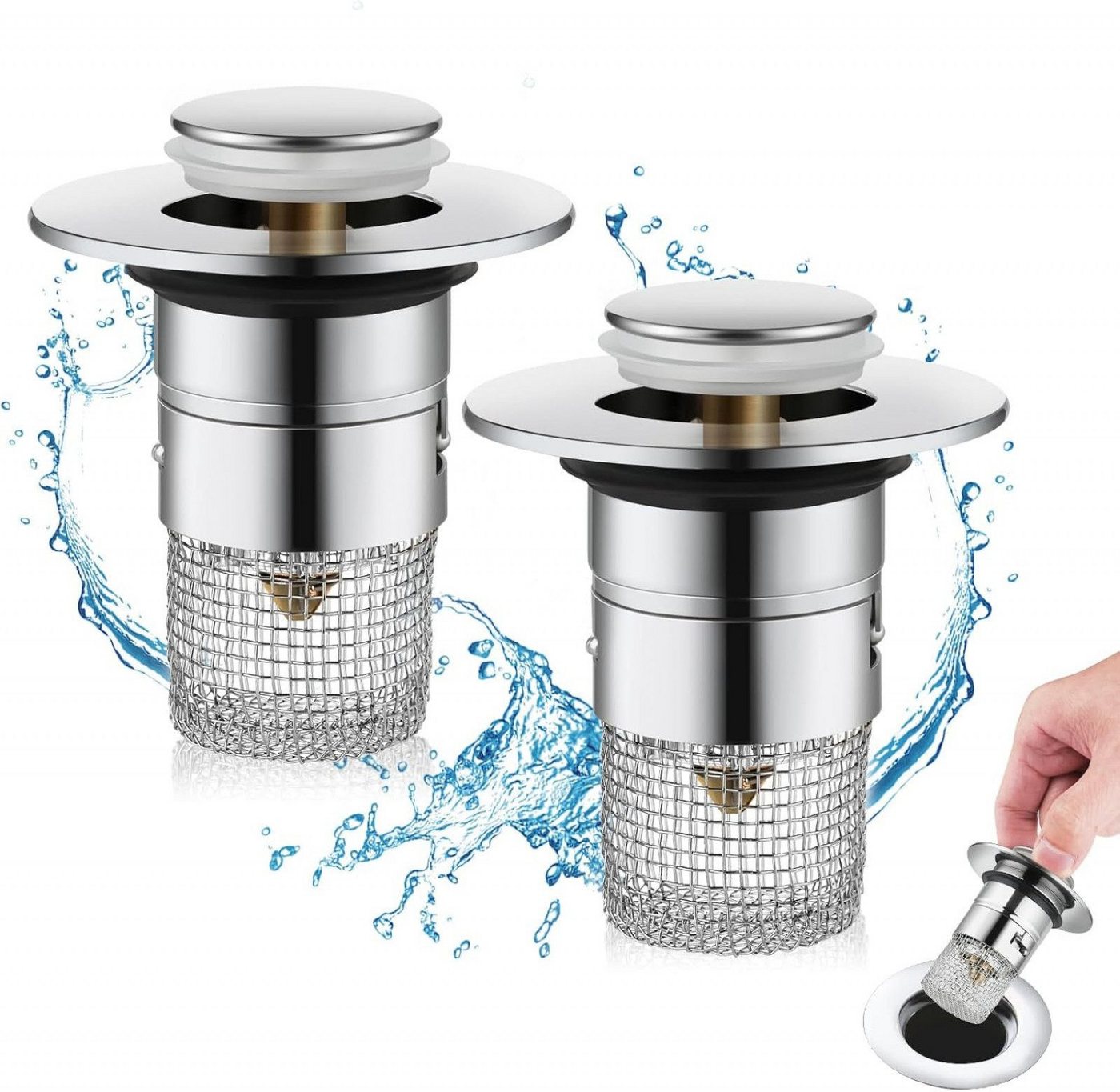 FELIXLEO Waschbeckenstöpsel WaschbeckenstöPsel für 34-40mm Abflussstopfen Waschbecken, (6 St)