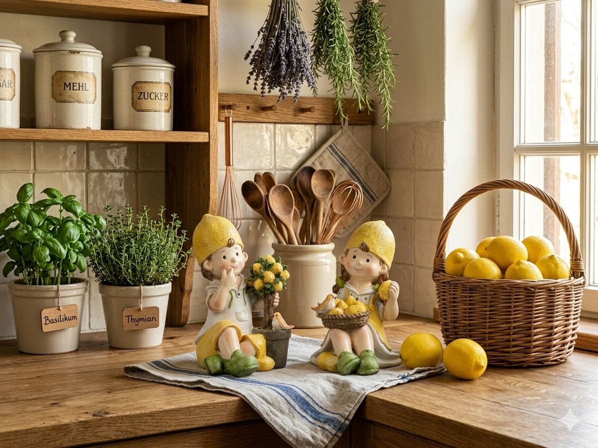 formano Gartenfigur Sommerkinder sitzend mit Zitronen und Bäumchen Bild 3