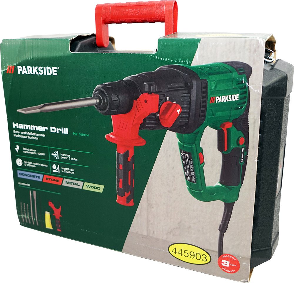 Parkside Bohrhammer Meißelhammer PBH 1050 inkl. Transportkoffer, 230 V, Schnellspannbohrfutter mit Aufnahme nach dem SDS-Plus-System Bild 4