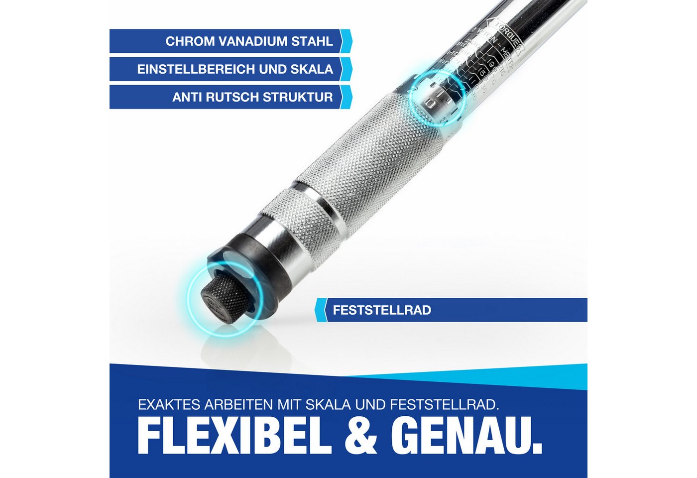 NTG Nutzfahrzeug Technik GmbH Drehmomentschlüssel 1/2" Zoll 40-210Nm 17 19 21 mm Alustecknüsse Auto PKW + Koffer Bild 2