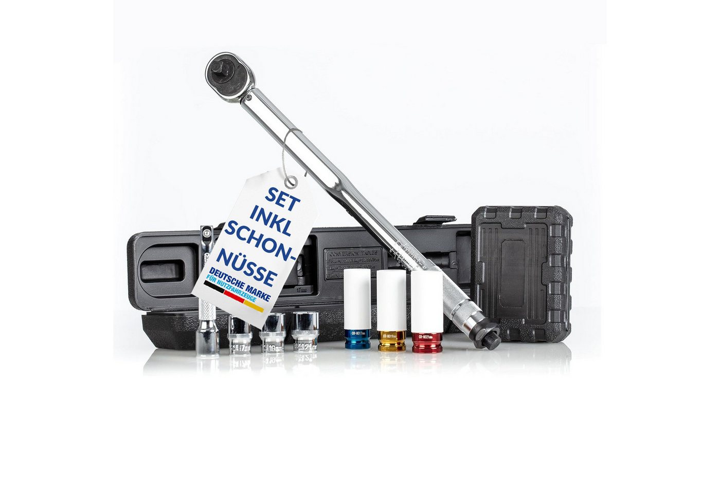 NTG Nutzfahrzeug Technik GmbH Drehmomentschlüssel 1/2" Zoll 40-210Nm 17 19 21 mm Alustecknüsse Auto PKW + Koffer Bild 5
