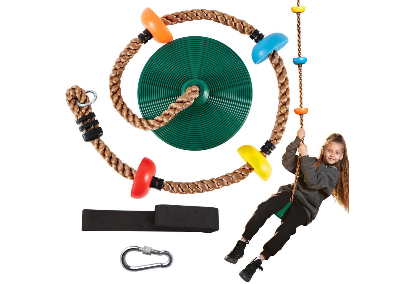 TURFEE Mehrkindschaukel TURFEE Kletterseil Baumschaukel Outdoor Kinderschaukel mit Plattform Bild 2