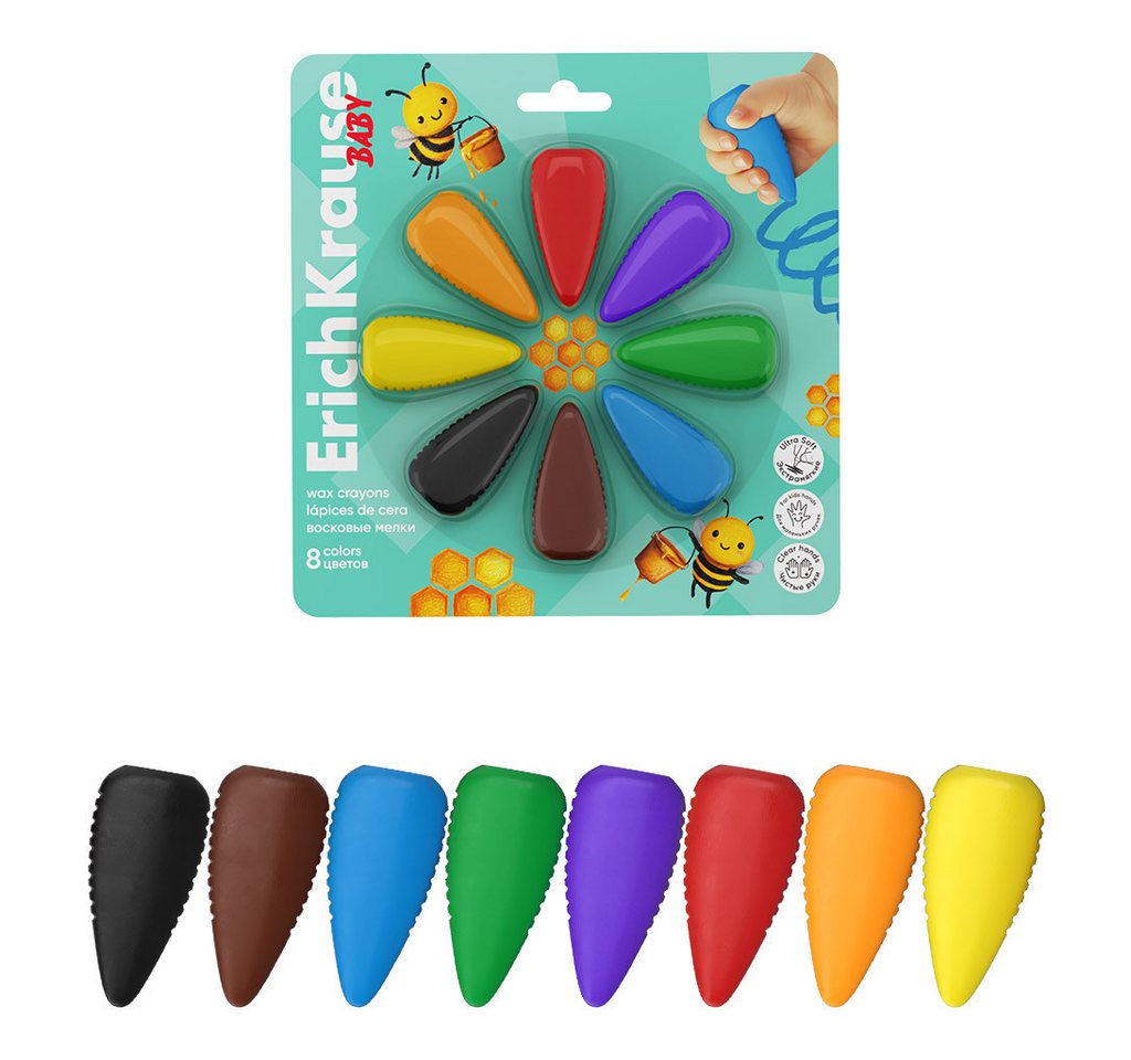 Erich Krause Malkreide, Wachsmalstifte für Kleinkinder 8 Farben Set - bunt
