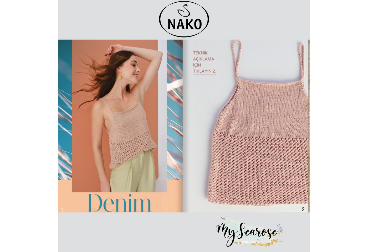 NAKO 5 x NAKO Denim Häkelwolle, 200 m, Jeansoptik,Strickgarn,Häkelgarn