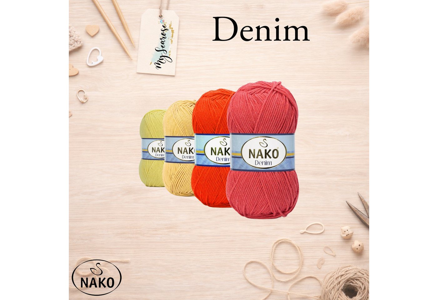 NAKO 5 x NAKO Denim Häkelwolle, 200 m, Jeansoptik,Strickgarn,Häkelgarn Bild 3