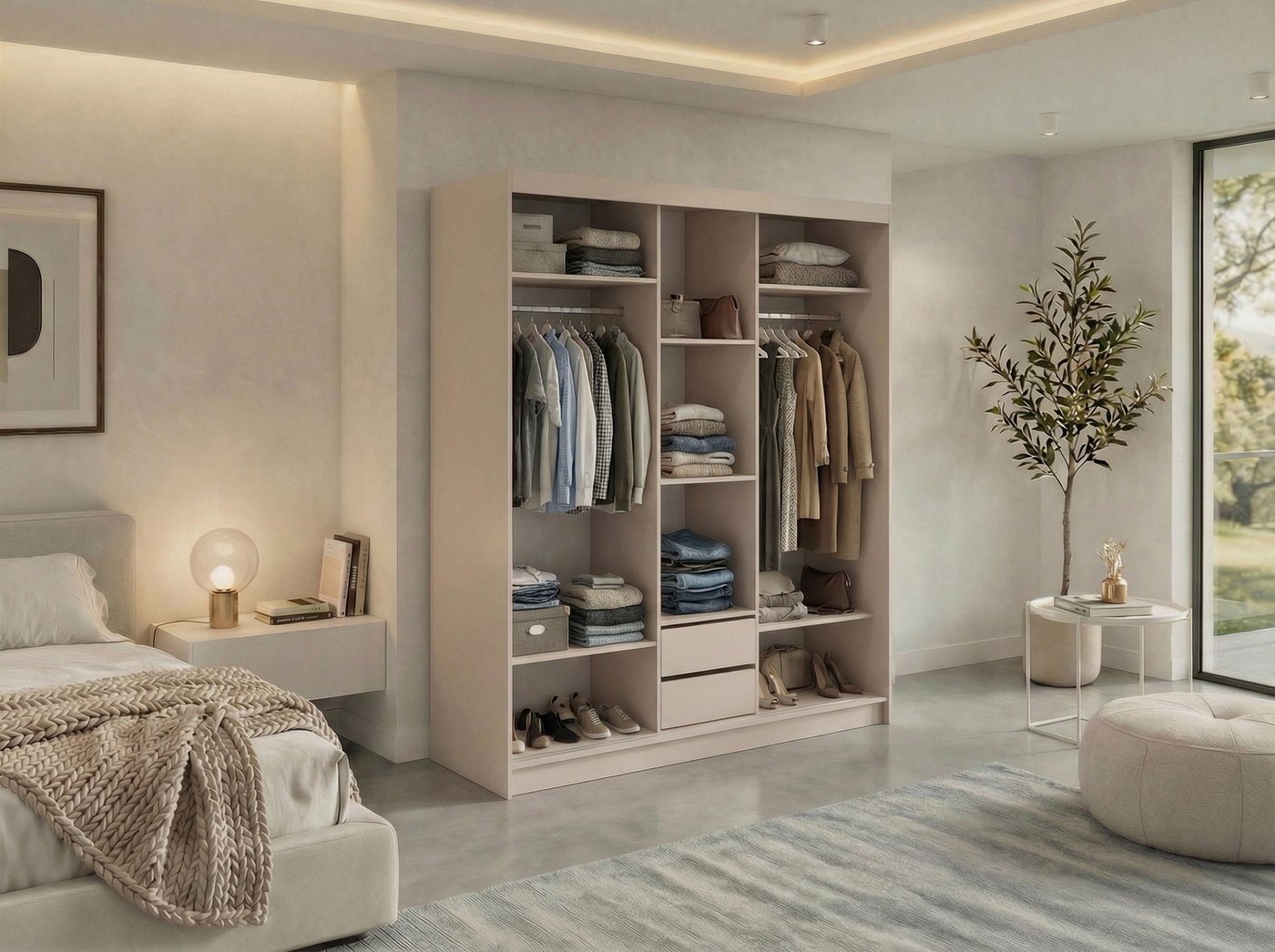 MKS MÖBEL Schiebetürenschrank MACEDONIA 180 (Modern Kleiderschrank, Schiebetürenschrank mit Schubladen) Kleiderschrank 180 cm mit Schubladen, zwei Kleiderbügel Bild 2