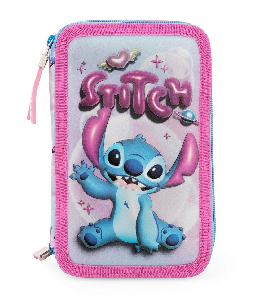 TOP! Federmäppchen Disney Lilo & Stitch - Mäppchen Federmappe, 42 Teile, 3-fach gefüllt, (42-tlg., Mädchen), Reißverschluss
