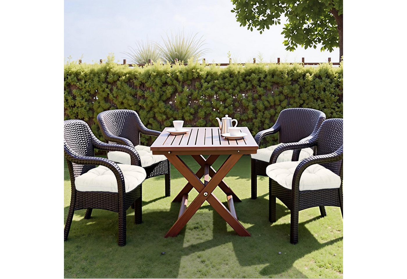 Diwzbyn Sitzkissen Outdoor Stuhlkissen Garten Stuhlpolster wetterfest, Wasserdichtes Outdoor-Stuhlkissen-Set (2er-Pack), 19 x 19 Zoll Bild 4