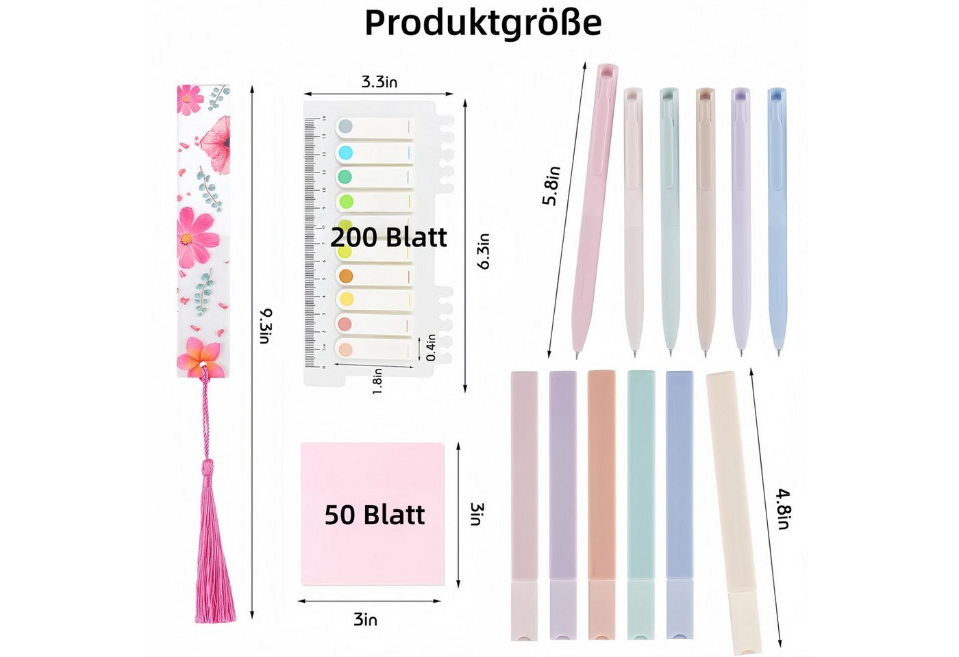 FOUORTUNATE-BEE Kugelschreiber 20-teiliges Textmarker- & Haftnotizen-Set für Schule & Studium, (20-tlg), 20-teiliges Textmarker- und Index-Set, ideales Geschenk zum Schulstart Bild 2