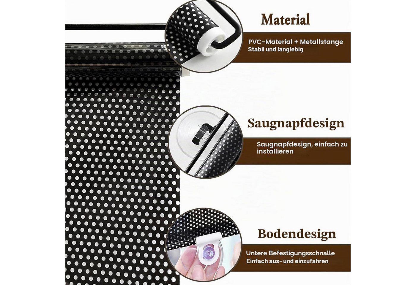 Dachfensterrollo Fensterrollo, Sonnenschutzrollo, Verdunkelungsrollo, Rollo, ibettertec, Ohne Bohren montierbar, mit wiederverwendbaren Saugnäpfen auf glatten Glasflächen befestigen., Haftfix, Bohrfreie Montage, Halbtransparentes Material Bild 5