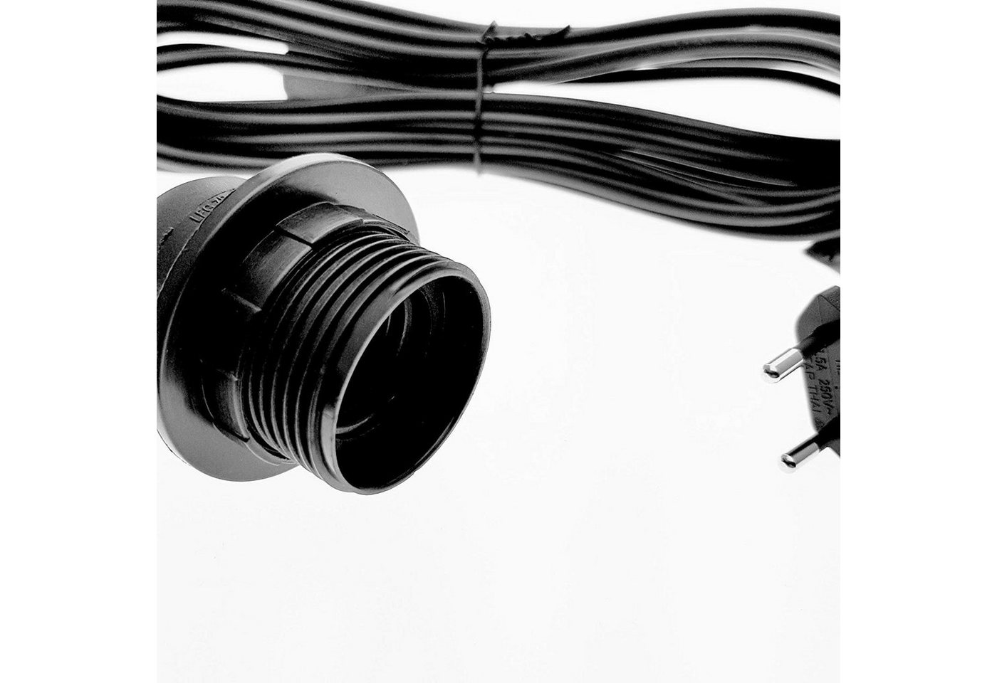 TRANGO Pendelleuchte, 1011-500B Lampenfassung mit ON/OFF Schalter - E27 Fassung schwarz mit 5m Netzkabel Schraubring I Schalter, Lampenaufhängung, Pendelleuchte, Hängeleuchte Bild 2
