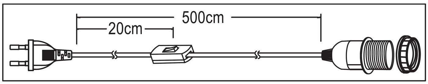 TRANGO Pendelleuchte, 1011-500B Lampenfassung mit ON/OFF Schalter - E27 Fassung schwarz mit 5m Netzkabel Schraubring I Schalter, Lampenaufhängung, Pendelleuchte, Hängeleuchte Bild 3
