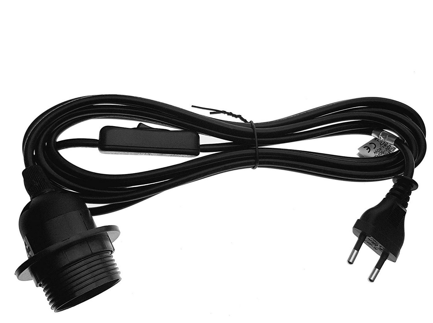 TRANGO Pendelleuchte, 1011-500B Lampenfassung mit ON/OFF Schalter - E27 Fassung schwarz mit 5m Netzkabel Schraubring I Schalter, Lampenaufhängung, Pendelleuchte, Hängeleuchte Bild 4