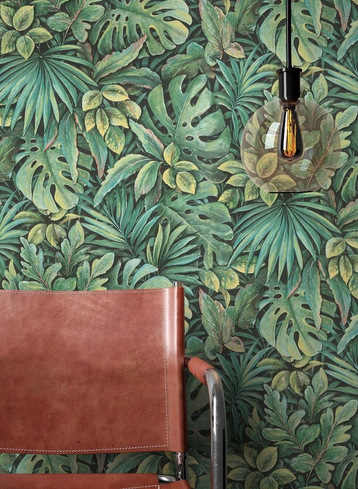 Newroom Vliestapete Anatole Tapete Dschungeltapete Dschungel,Blätter,Monstera, Grün Tapete Tropisch Dschungel - Dschungeltapete Blätter Floral Modern Blätter Monstera für Wohnzimmer Schlafzimmer Küche, Blätter