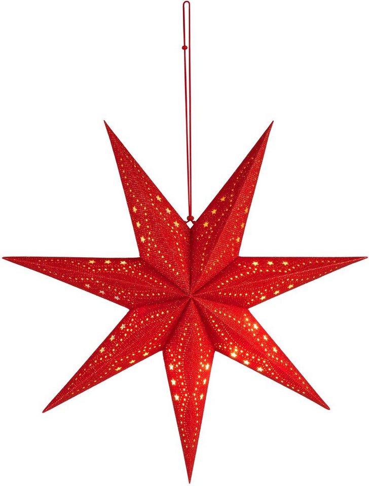 BRUBAKER LED Stern 3D Weihnachtsstern zum Aufhängen - LED Papierstern mit Timer, Batteriebetrieben und Beleuchtet, LED fest integriert, Warmweiß, 60 cm Adventsstern mit modernem Muster - Leuchtstern Deko Weihnachten Bild 3