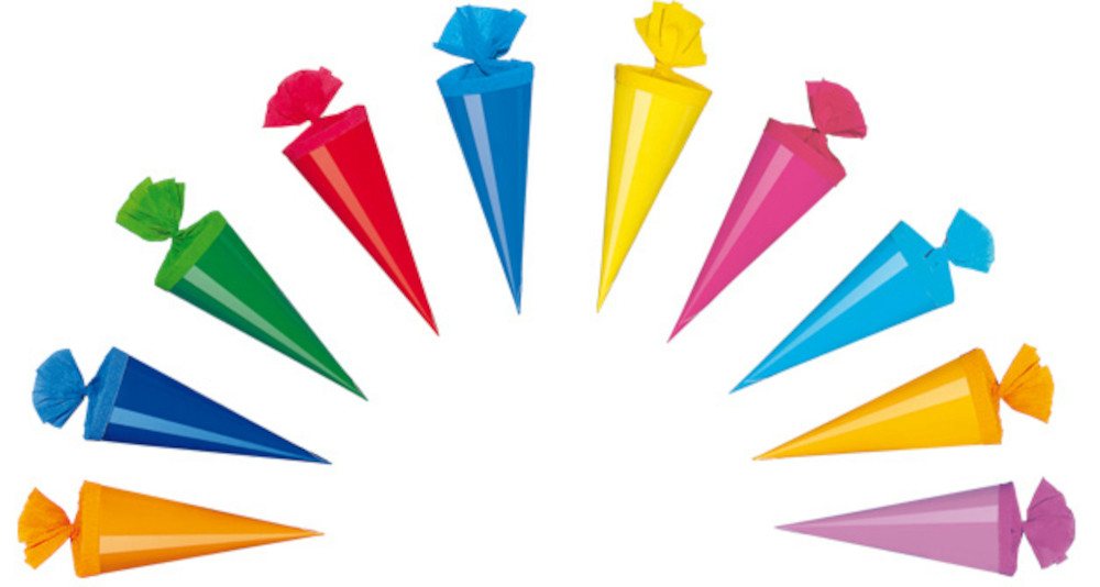 Livepac Office Schultüte 50 Deko Schultüten / Länge: 12cm / 10 verschiedene Farben