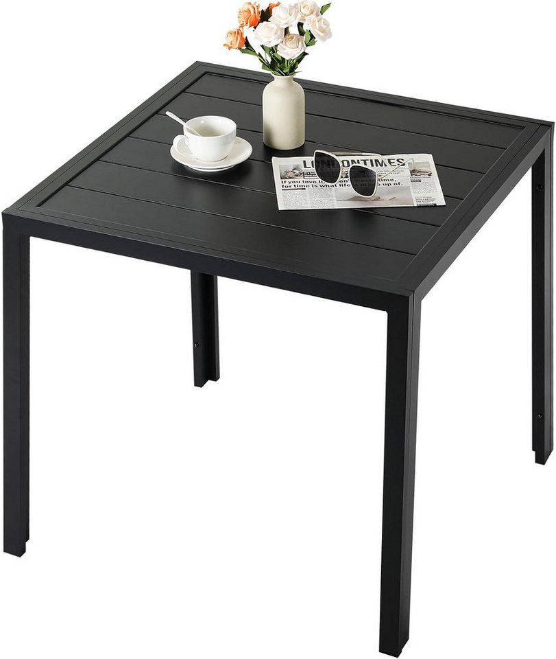 TLGREEN Gartentisch Komplett aus Aluminium, 75x75 cm Balkontisch Wetterfest, (Alu Quadratisch Esstisch,Outdoor Rostfreier Vollmetalltisch), Für Terrassen Garten Balkon, Brettbreite 11cm Bild 4