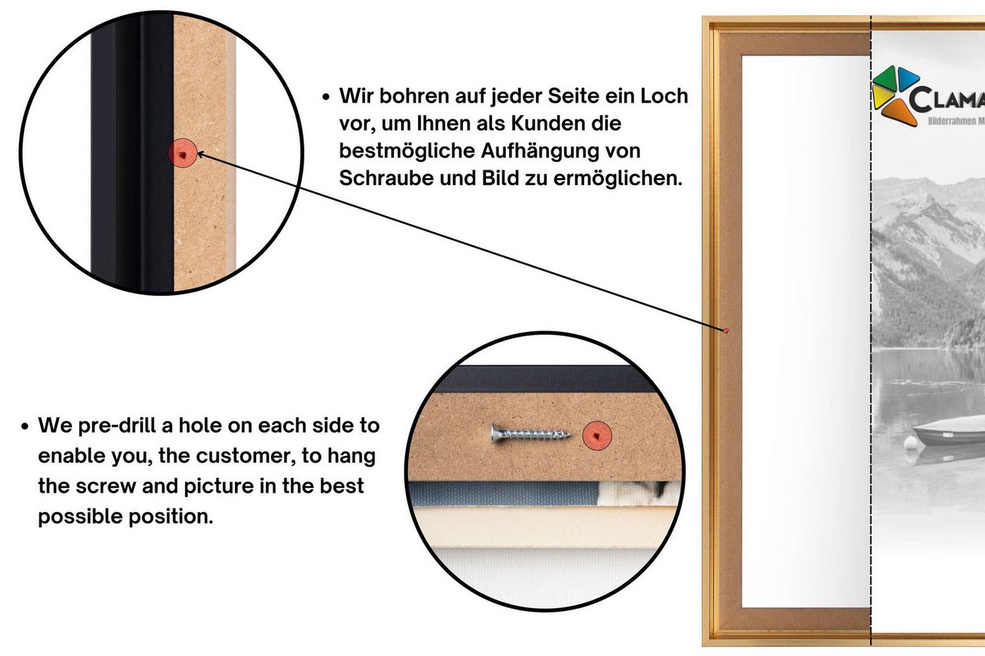 Clamaro Bilderrahmen, Schattenfugenrahmen Keilrahmen Gold MDF Bilderrahmen CLAMARO Bild 3