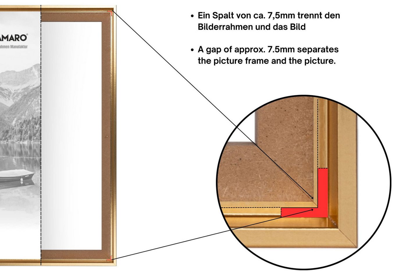 Clamaro Bilderrahmen, Schattenfugenrahmen Keilrahmen Gold MDF Bilderrahmen CLAMARO Bild 5