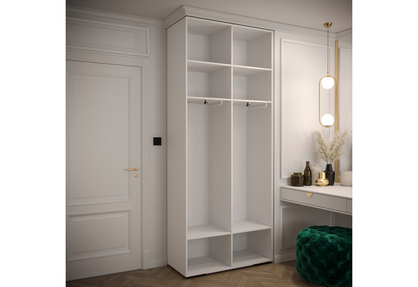 ABIKS MÖBEL Drehtürenschrank MANHATTAN RYFEL 9 Schlafzimmerschrank mit Kleiderstange und Regalen Bild 2