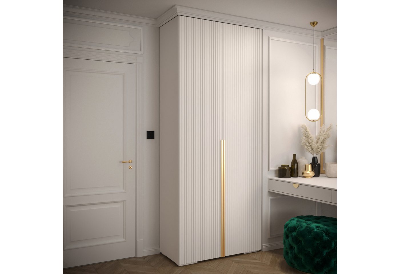 ABIKS MÖBEL Drehtürenschrank MANHATTAN RYFEL 9 Schlafzimmerschrank mit Kleiderstange und Regalen Bild 4