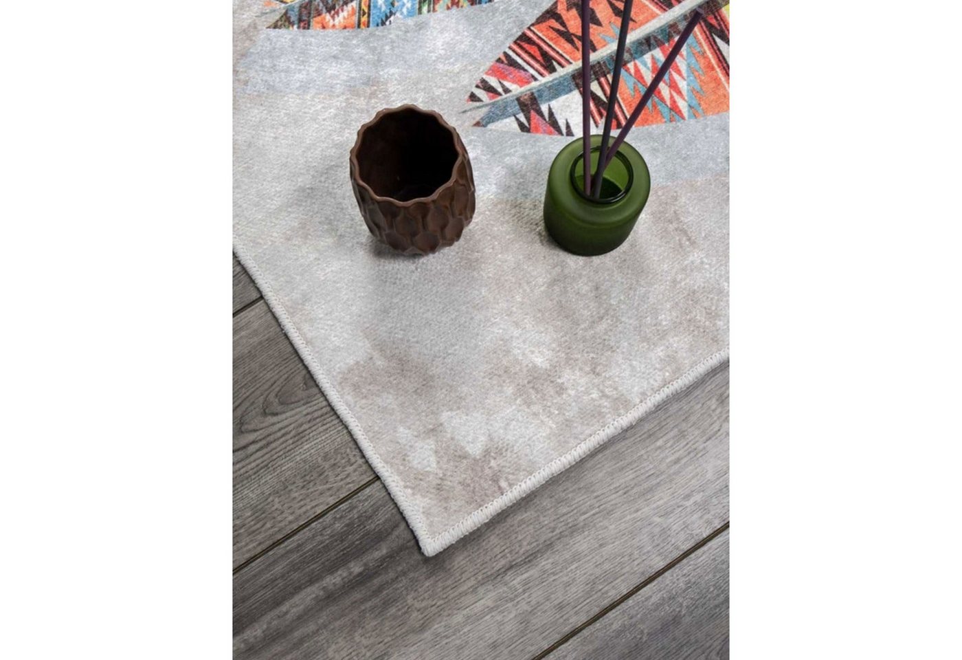 Jungengel Designteppich Modern Multi Feder Wohnzimmer Teppich Läufer Flach Teppichläufer, Rechteckig, Höhe: 8 mm, Waschbar 30°C, 8x Größen, Flache Oberfläche, Saugroboterkomform Bild 5