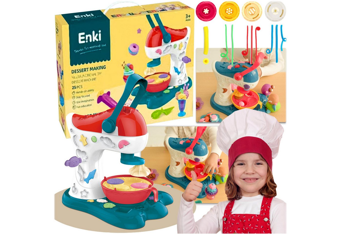 Realb2b Knete Kreatives Dessert-Spielzeug mit Eismaschine & Modelliermasse (Kreativ- und Rollenspiel-Set für Kinderküchen & Fantasiespiele, Komplettes Dessert-Spielset mit Modelliermasse und Zubehör), Kreatives Dessert-Spielzeug mit Modelliermasse und Eismaschine Bild 2