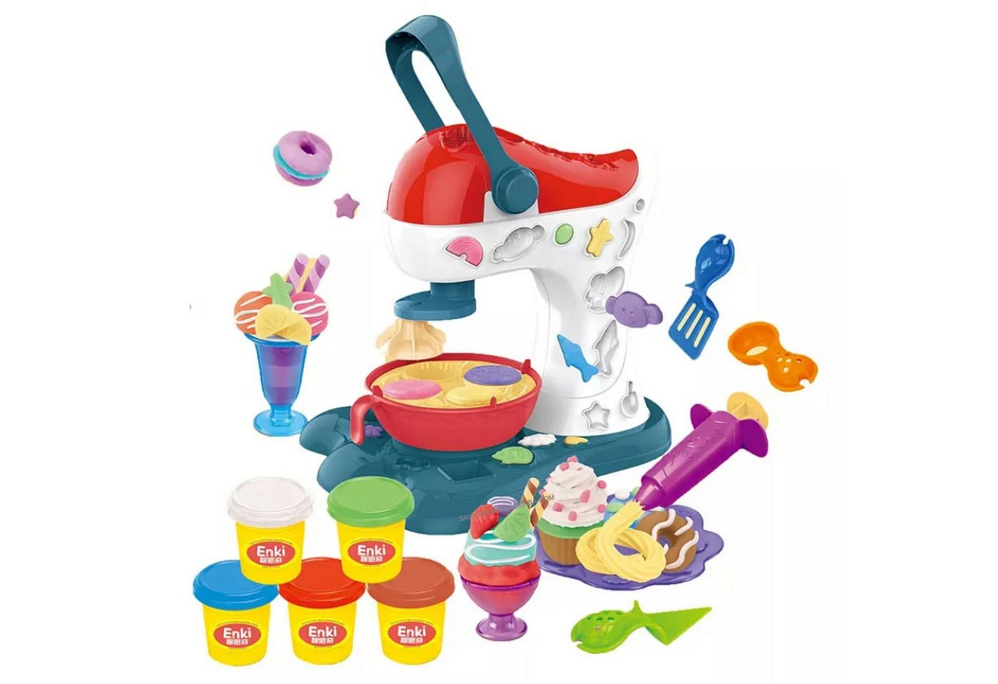 Realb2b Knete Kreatives Dessert-Spielzeug mit Eismaschine & Modelliermasse (Kreativ- und Rollenspiel-Set für Kinderküchen & Fantasiespiele, Komplettes Dessert-Spielset mit Modelliermasse und Zubehör), Kreatives Dessert-Spielzeug mit Modelliermasse und Eismaschine Bild 3