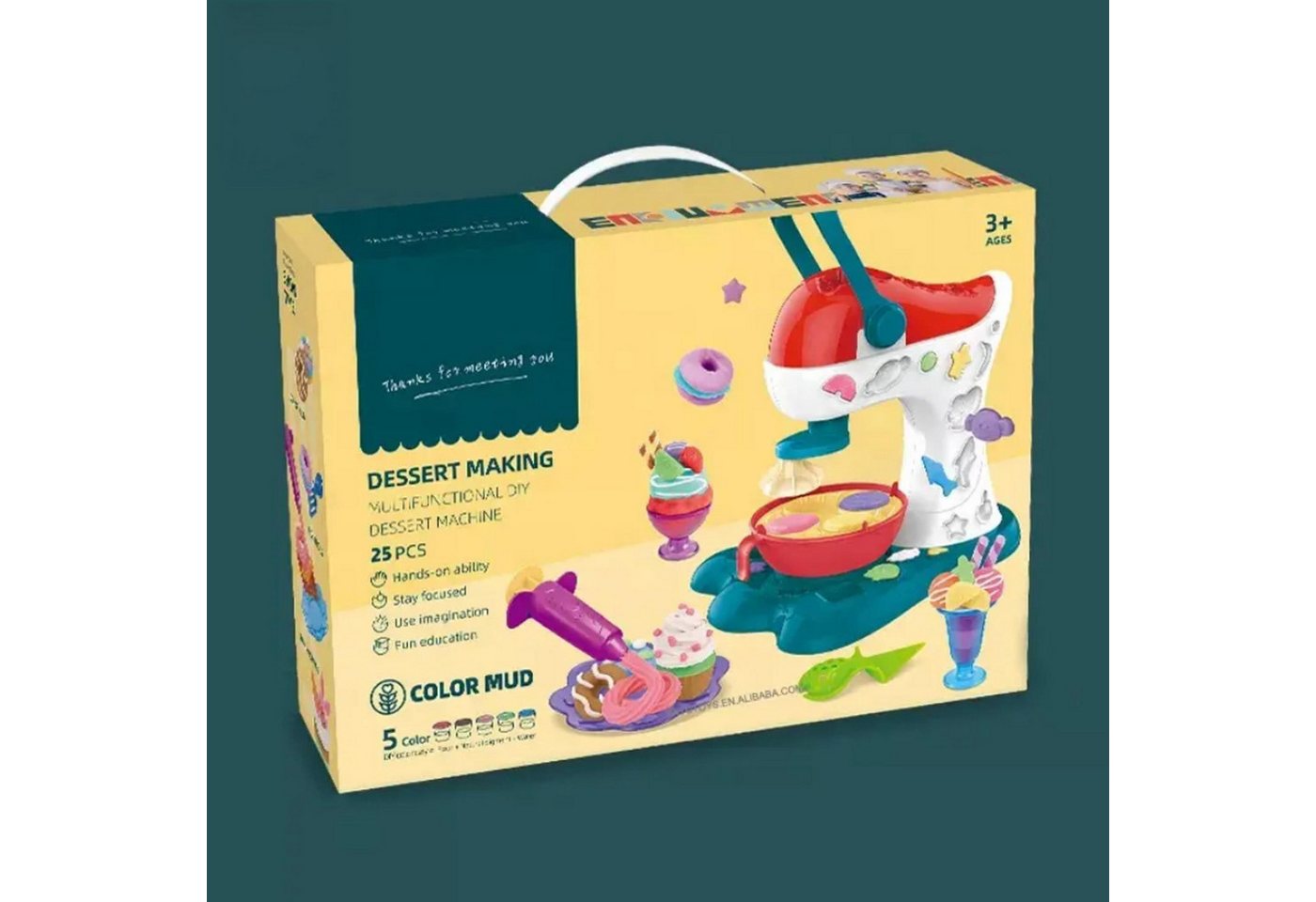 Realb2b Knete Kreatives Dessert-Spielzeug mit Eismaschine & Modelliermasse (Kreativ- und Rollenspiel-Set für Kinderküchen & Fantasiespiele, Komplettes Dessert-Spielset mit Modelliermasse und Zubehör), Kreatives Dessert-Spielzeug mit Modelliermasse und Eismaschine Bild 5
