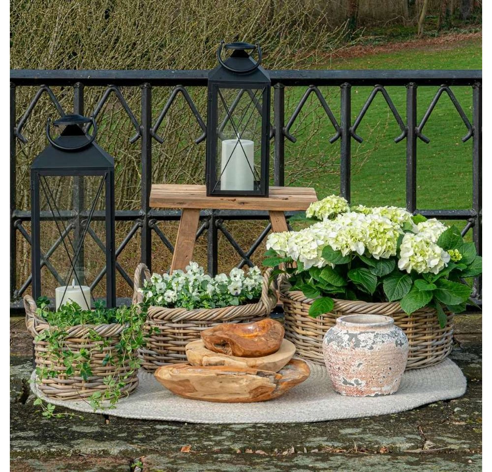 LebensWohnArt Pflanzschale Natur Rattankorb NORDERNEY Kubu Grey ca.40cm Pflanzkorb Griffe Bild 5