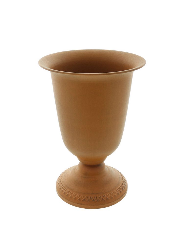 Dekoleidenschaft Pflanzkübel "Pokal" Metall, Rost-Optik, 33 cm hoch, Outdoor Blumentopf, Pflanztopf, Pflanzer für Draußen, Garten Amphore winterfest