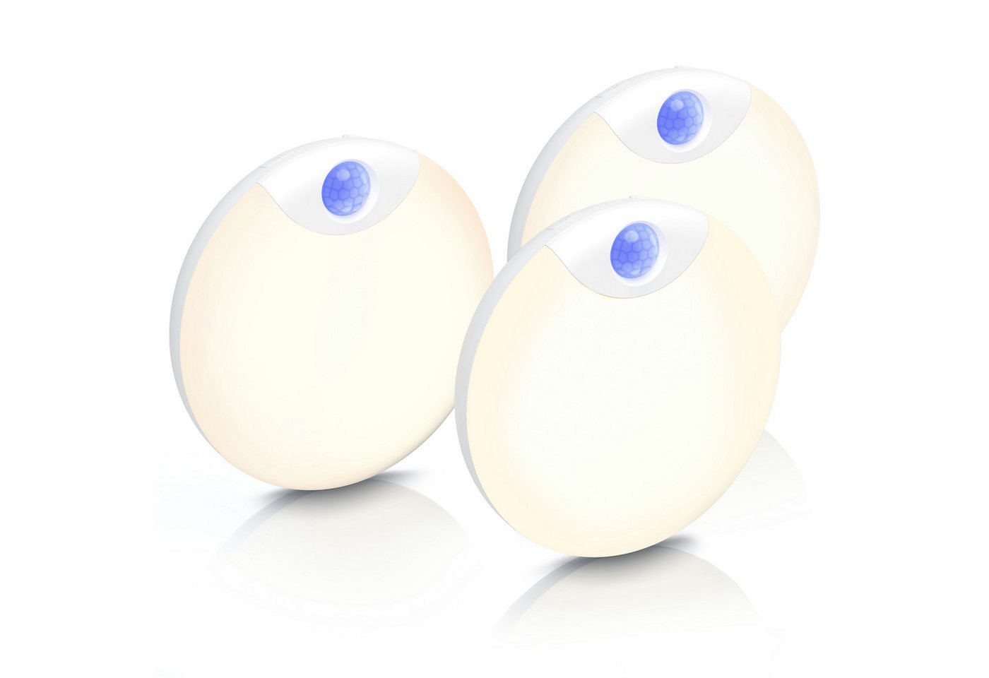 BEARWARE LED Nachtlicht 3x Schranklicht mit Bewegungsmelder, 3er Set, Akku, USB-C, dimmbar, Automatische Ein-/Ausschaltung, Nachtlichtfunktion, LED fest integriert, Neutralweiß, PIR 120°, 4 m, 20 s Timer, 5-50 lm, Lichtsensor, Magnethalterung Bild 4