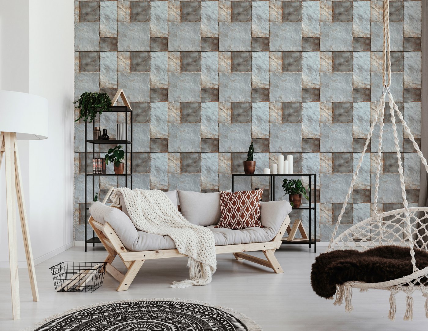 Wallarena Fototapete Stein Ziegel - Mehrfarbig - Modern - Vlies - Schlafzimmer, glatt