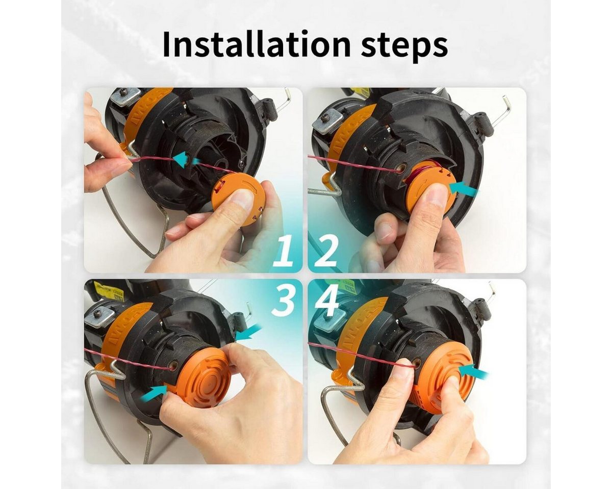 FELIXLEO Trimmerfaden 12er-Pack Rasentrimmer Ersatzkabel 1,65 mm 3 m Worx 20V Kabelspulen, (12-St) Bild 2