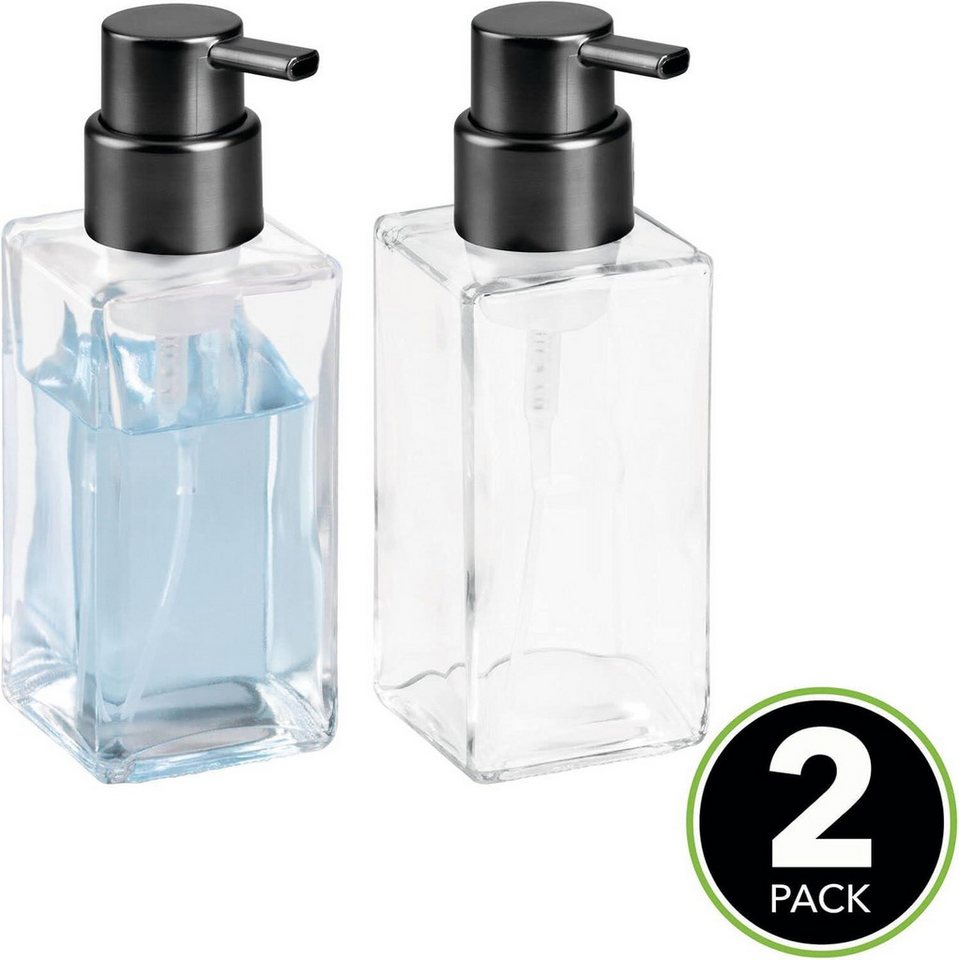 mDesign Badaccessoire-Set mDesign Schaumseifenspender Pumpseifenspender 2er Set Glas Transpare Bild 4