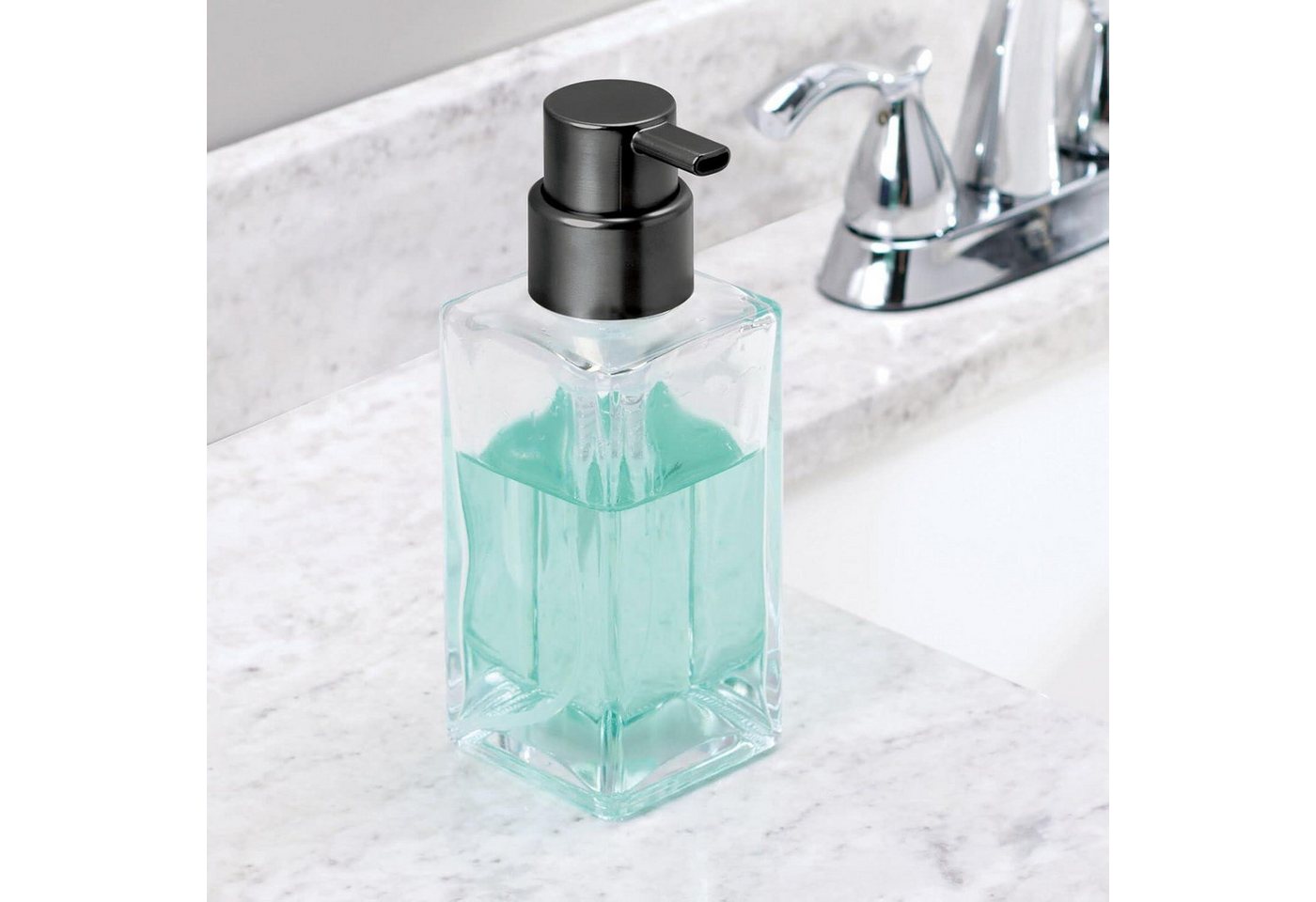 mDesign Badaccessoire-Set mDesign Schaumseifenspender Pumpseifenspender 2er Set Glas Transpare Bild 5