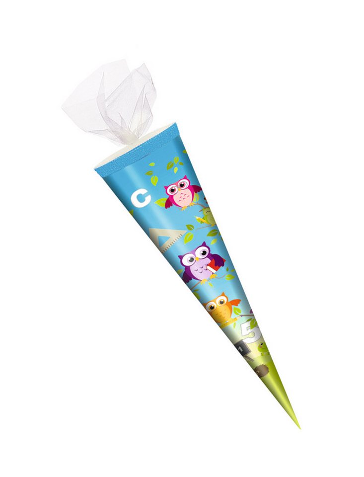 Livepac Office Schultüte Schultüte / Zuckertüte / 35cm / rund / Tüllverschluss / "Eulenschule