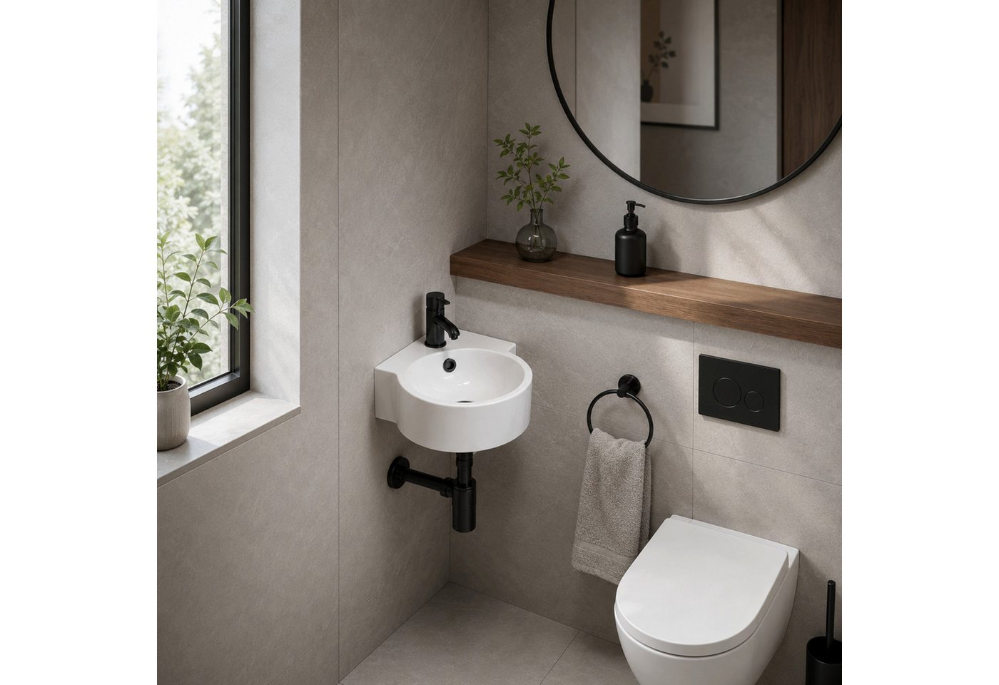 ART OF BAAN Waschbecken Eckwaschbecken 31x44,5 cm – Keramik weiß 44,5x31 cm Gäste-WC Bild 2