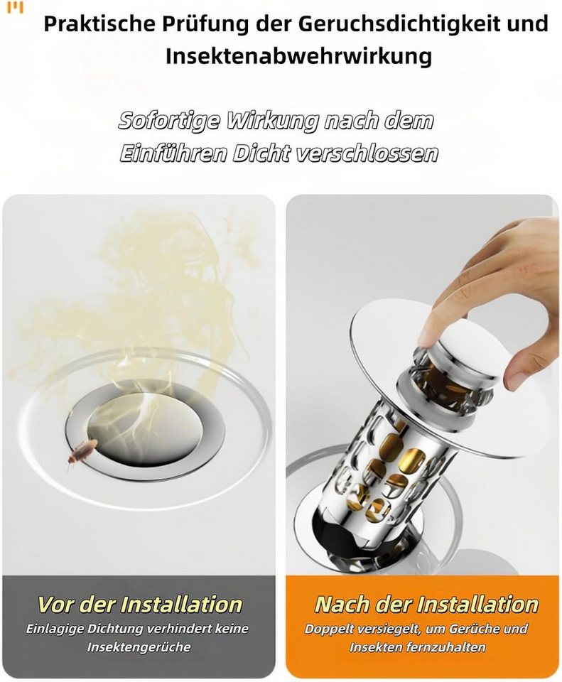 FELIXLEO Waschbeckenstöpsel Universal Ablaufventil Abflussfilter für Spüle Küchenzubehör, (1 St) Bild 2