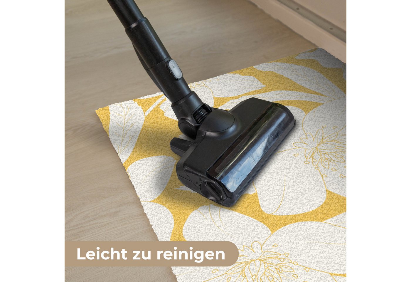 MuchoWow Fußmatte Blumen - Muster - Gelb - Weiß, Rechteckig, innen Schmutzfangmatte, Tür, Schmutzfänger Flur, Teppich 60x40 cm
