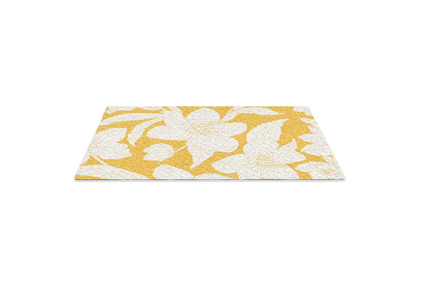 MuchoWow Fußmatte Blumen - Muster - Gelb - Weiß, Rechteckig, innen Schmutzfangmatte, Tür, Schmutzfänger Flur, Teppich 60x40 cm Bild 2