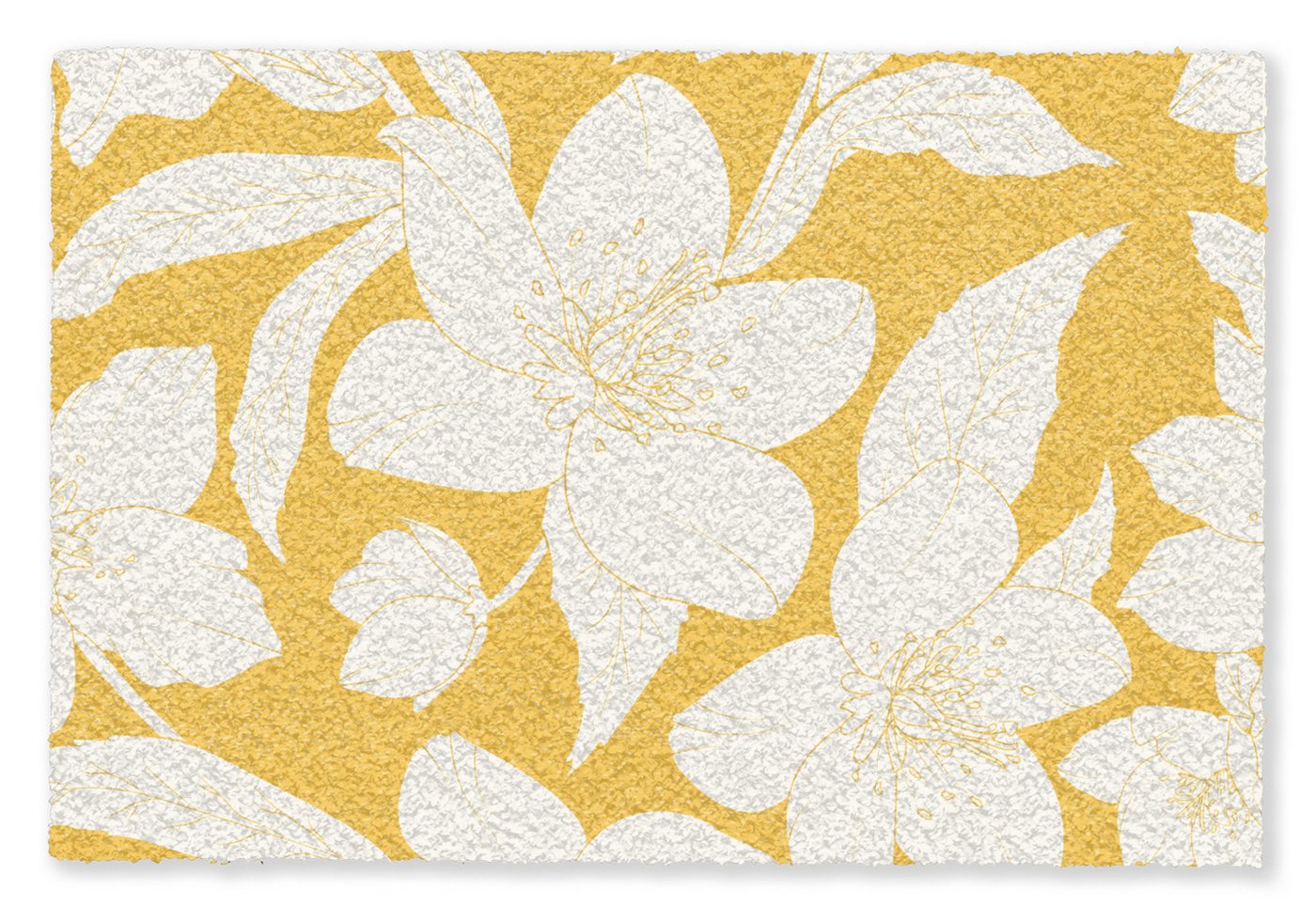 MuchoWow Fußmatte Blumen - Muster - Gelb - Weiß, Rechteckig, innen Schmutzfangmatte, Tür, Schmutzfänger Flur, Teppich 60x40 cm Bild 4