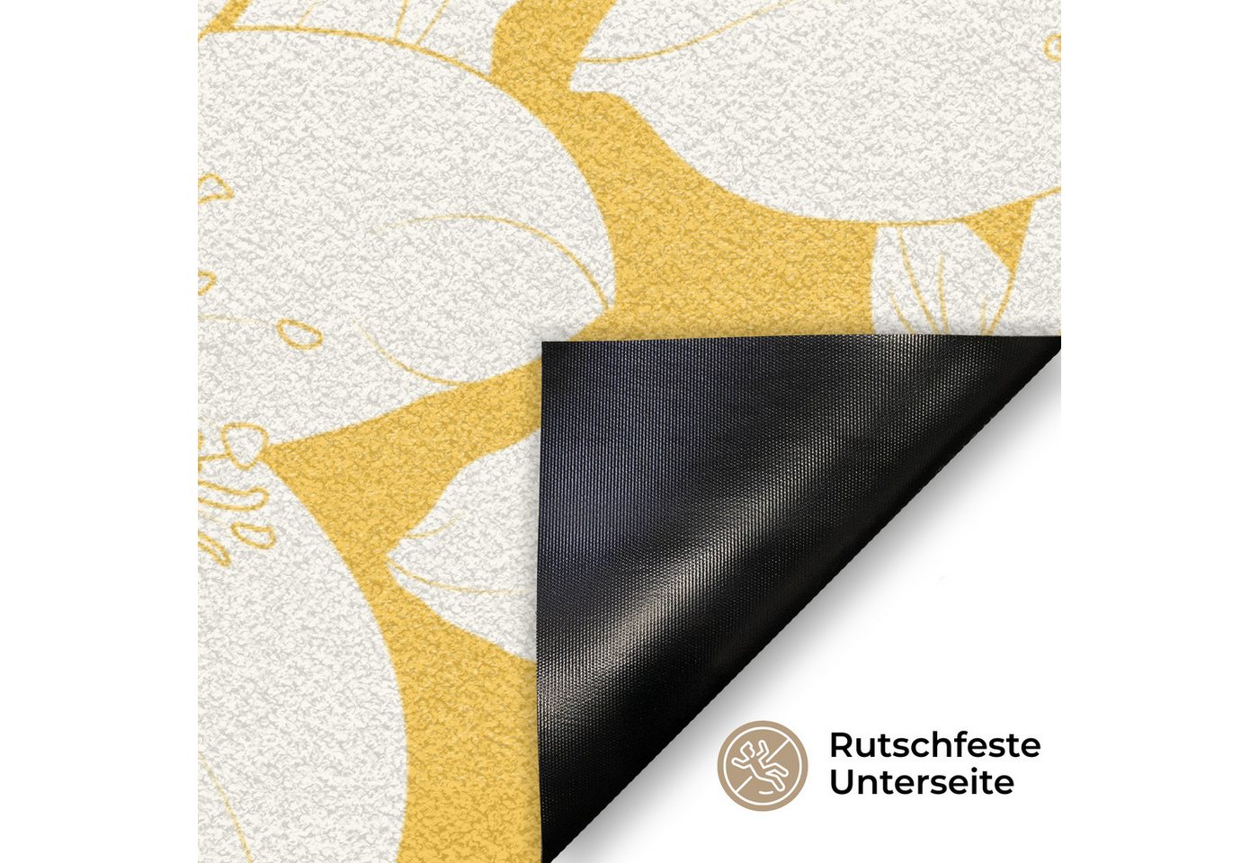 MuchoWow Fußmatte Blumen - Muster - Gelb - Weiß, Rechteckig, innen Schmutzfangmatte, Tür, Schmutzfänger Flur, Teppich 60x40 cm Bild 5