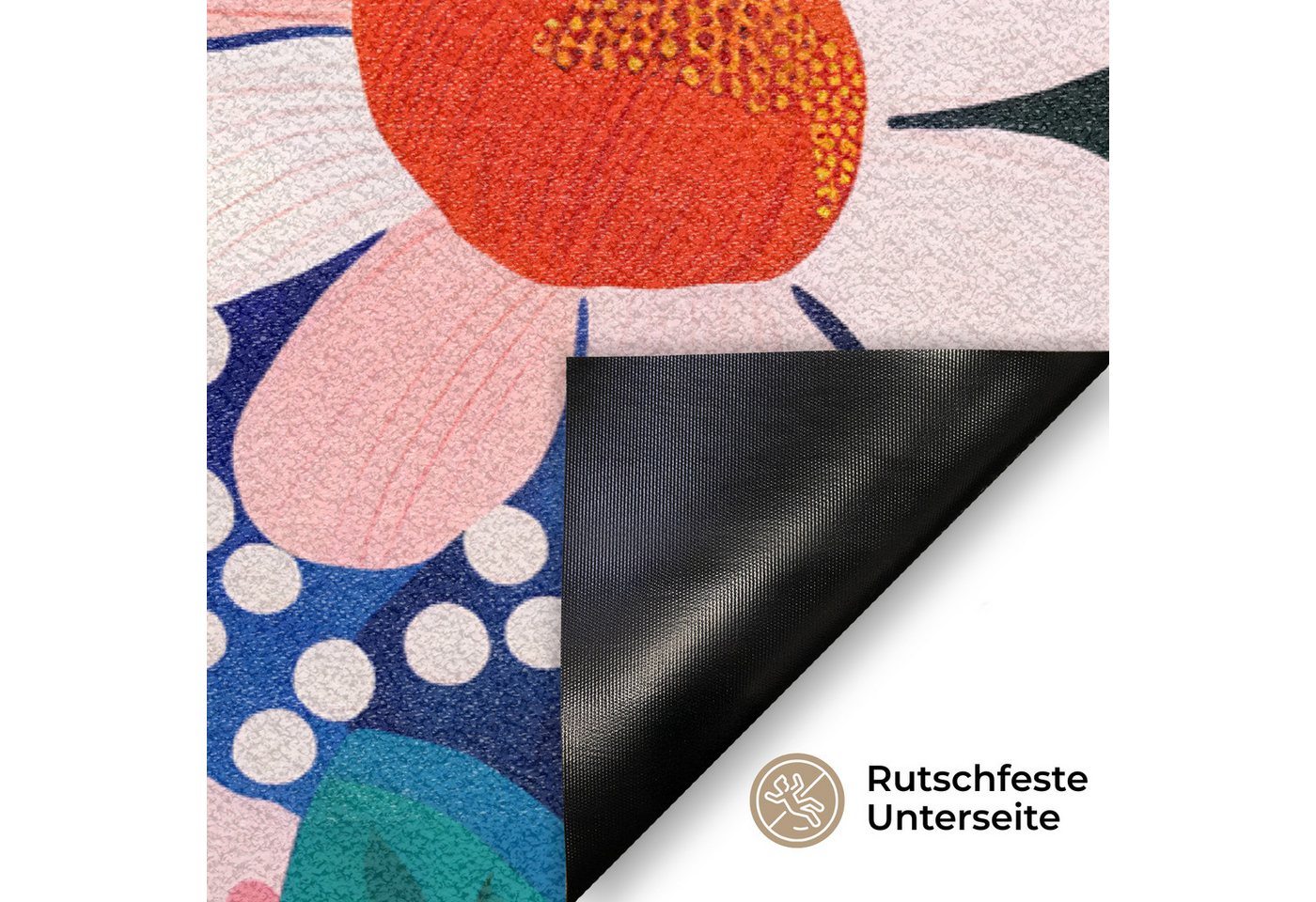 MuchoWow Fußmatte Blumen - Bunt - Tupfen, Rechteckig, innen Schmutzfangmatte, Tür, Schmutzfänger Flur, Teppich 60x40 cm